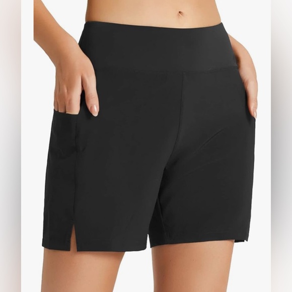 baleaf Women's Quick Dry High Waisted Swim Board Shorts UPF 50+ w/Liner - Picture 1 of 2